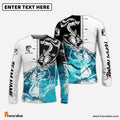 Frenzidea Bass Fishing White Blue Water Custom Name & Team Name 3D Shirts