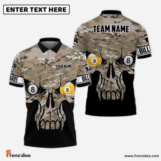 Frenzidea Camo Skull Billiards Personalized Shirt