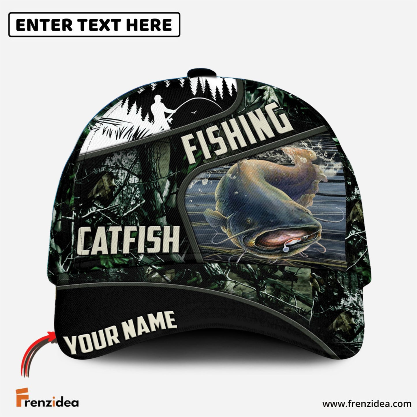 Frenzidea Green Fresh Water Personalized Fishing Classic Cap