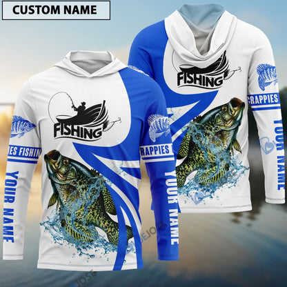 Frenzidea Crappie Fishing Personalized White Blue Crappie Fishing 3D Shirt