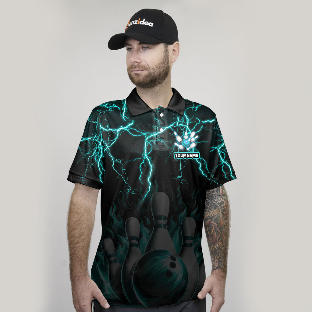 Frenzidea Bowling And Pins Thunder Storm Pattern Customized Name 3D Shirt (4 Colors)