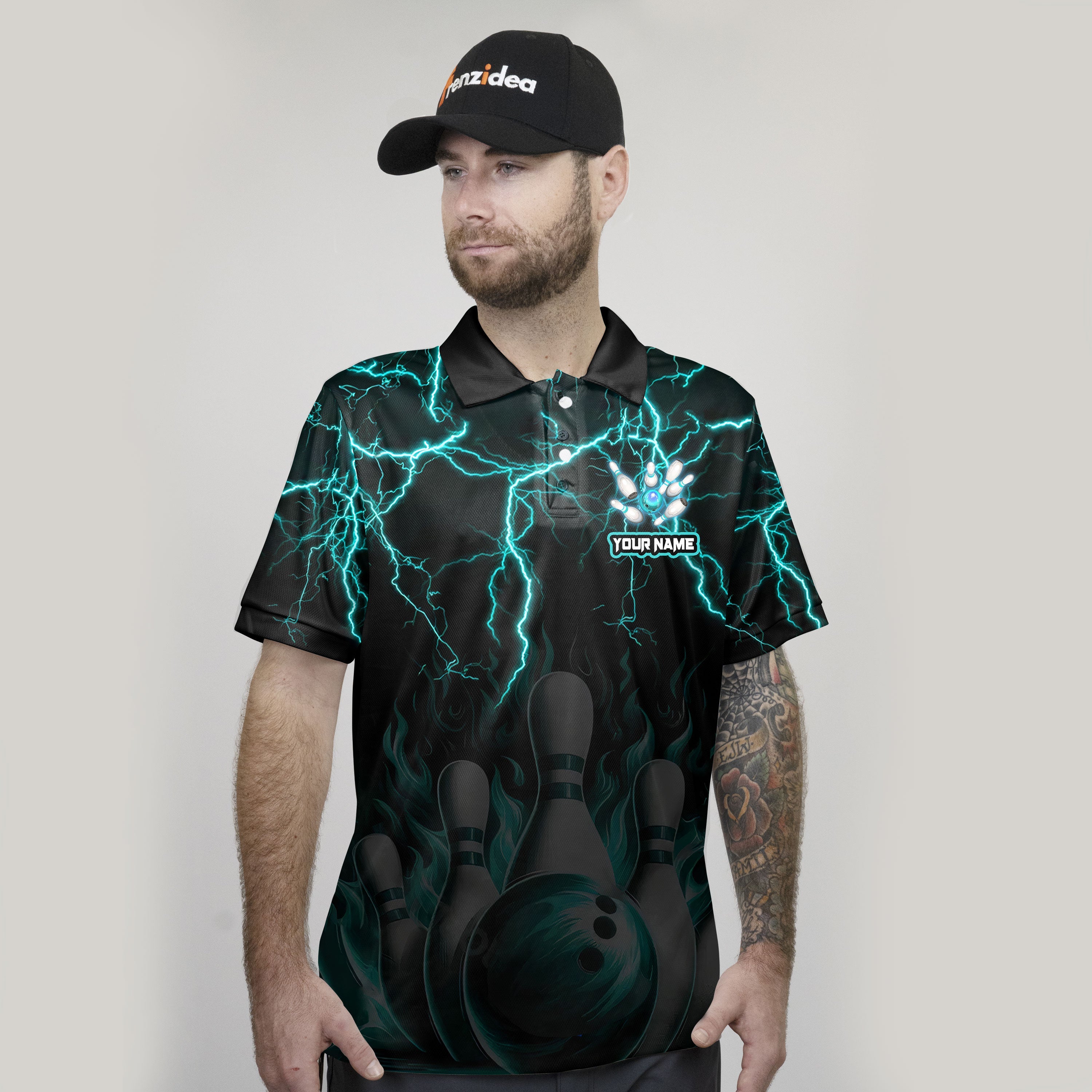 Frenzidea Bowling And Pins Thunder Storm Pattern Customized Name 3D Shirt (4 Colors)