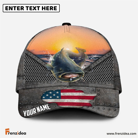 Frenzidea Catfish Fishing Sunset Personalized Cap