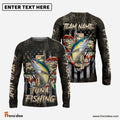 Frenzidea Tuna Fishing American Flag Camo Cross Gear Custom Name & Team Name 3D Shirts