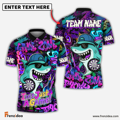 Frenzidea Darts Cool Shark Graffiti Style Multicolor Options Personalized Name Shirt (4 Colors)