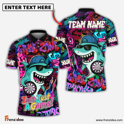Frenzidea Darts Cool Shark Graffiti Style Multicolor Options Personalized Name Shirt (4 Colors)