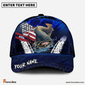 Frenzidea Catfish Fishing Dark Blue Scratch American Flag Personalized Cap