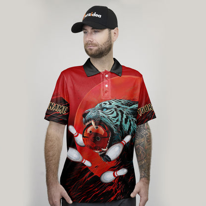 Frenzidea Tiger Bowling and Pins Personalized Name, Team Name 3D Shirt (4 Colors)