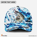 Frenzidea Musky Fishing Blue White American Flag Personalized Cap