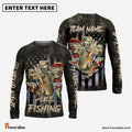 Frenzidea Pike Fishing American Flag Camo Cross Gear Custom Name & Team Name 3D Shirts