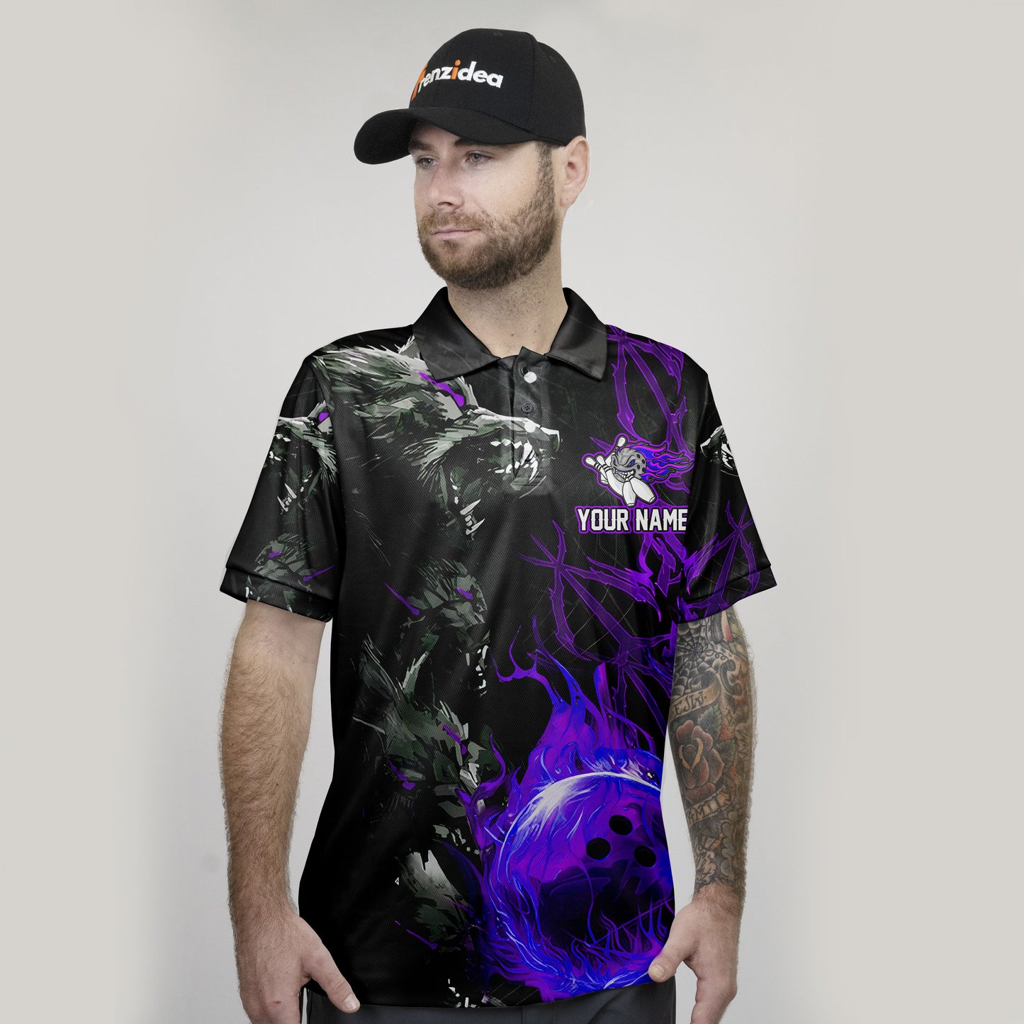 Frenzidea Bowling And Pins Flame Wolf Multicolor Customized Name 3D Shirt ( 4 Colors )