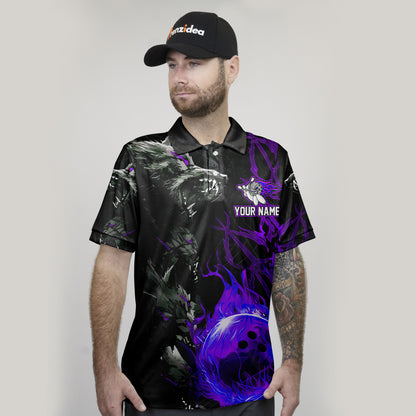 Frenzidea Bowling And Pins Flame Wolf Multicolor Customized Name 3D Shirt ( 4 Colors )