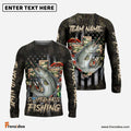 Frenzidea Striped Bass Fishing American Flag Camo Cross Gear Custom Name & Team Name 3D Shirts