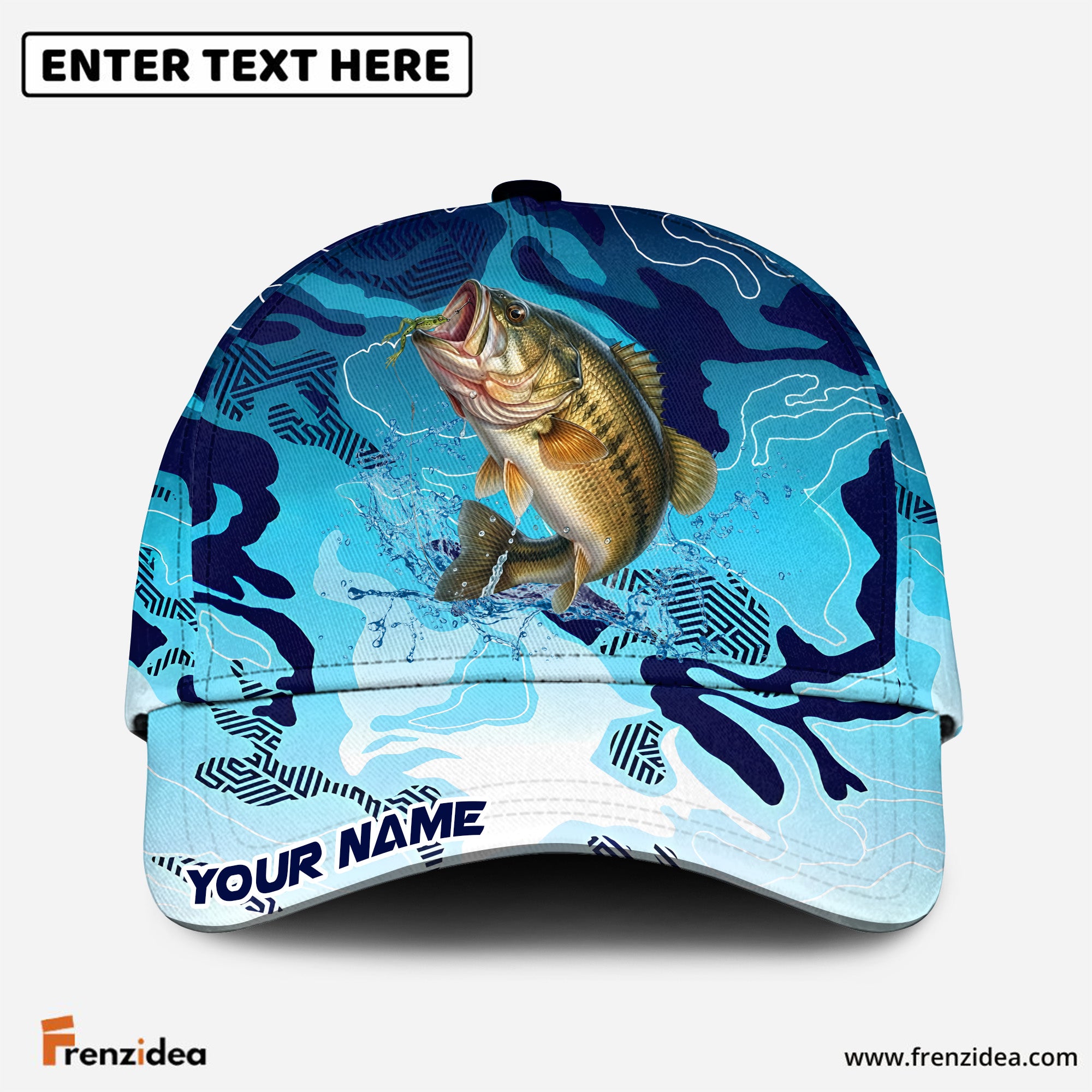 (12 Breeds) Frenzidea Fishing Deep Blue Predator Customized Name 3D Cap