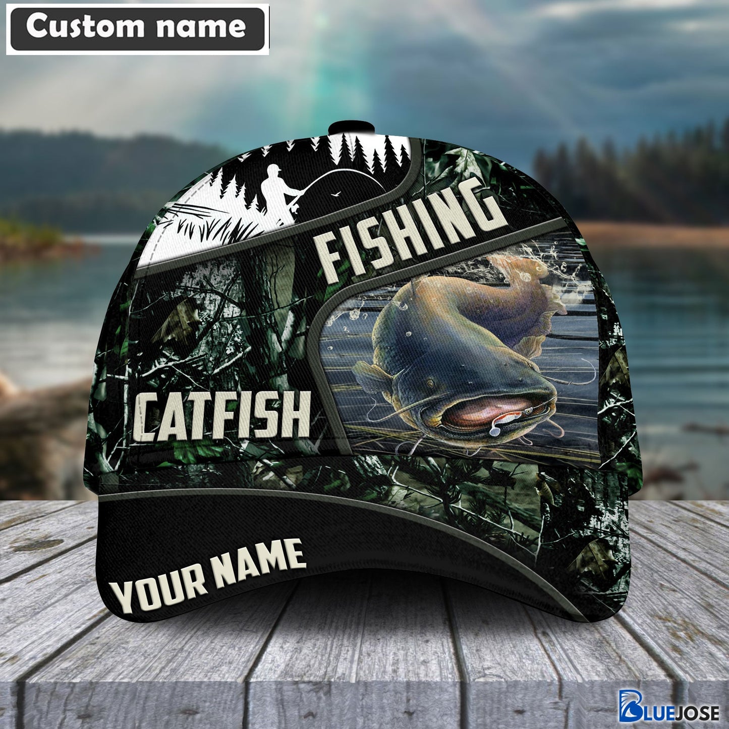 Frenzidea Green Fresh Water Personalized Fishing Classic Cap