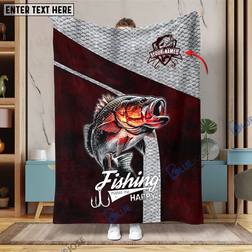 Frenzidea Custom Name Bass Fishing Red Blanket