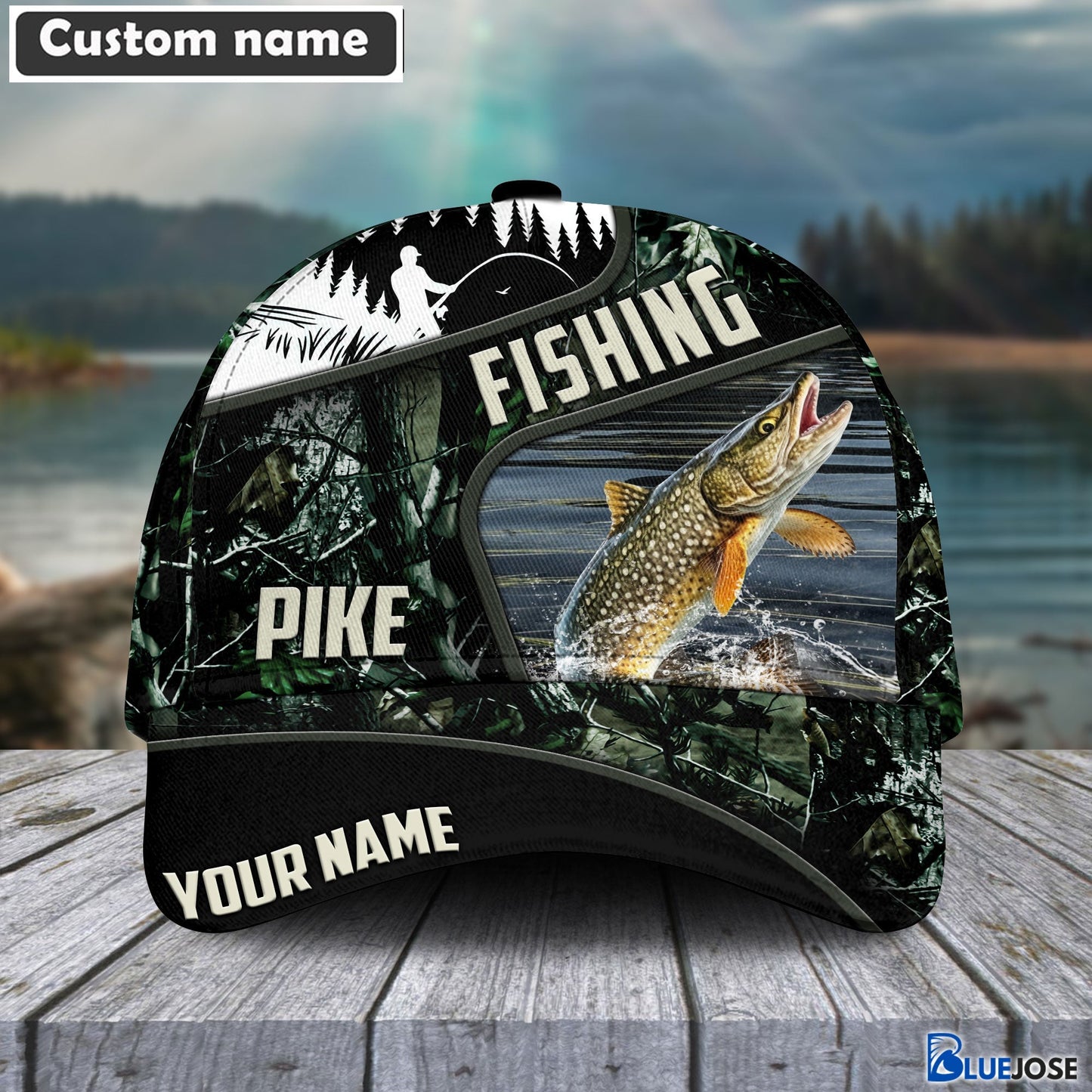 Frenzidea Green Fresh Water Personalized Fishing Classic Cap