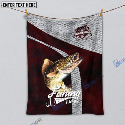 Frenzidea Custom Name Walleye Fishing Red Blanket