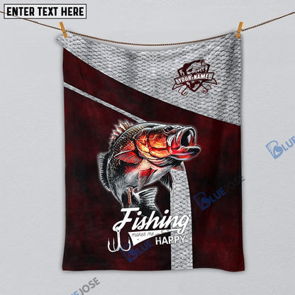 Frenzidea Custom Name Bass Fishing Red Blanket