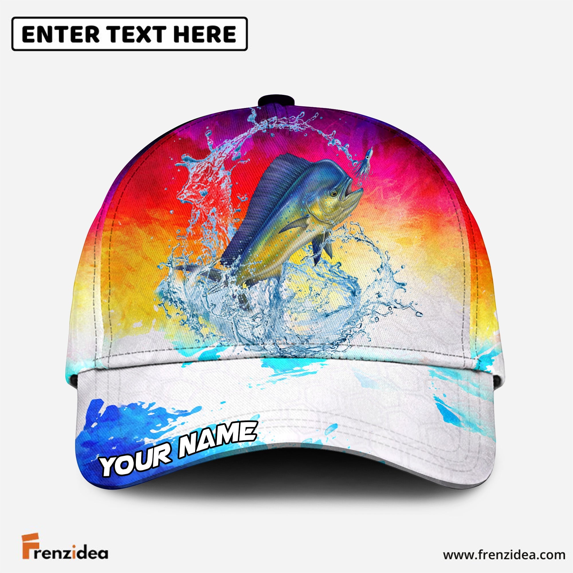 (12 Breeds) Frenzidea Vibrant Sunset Fishing Customized Name 3D Cap