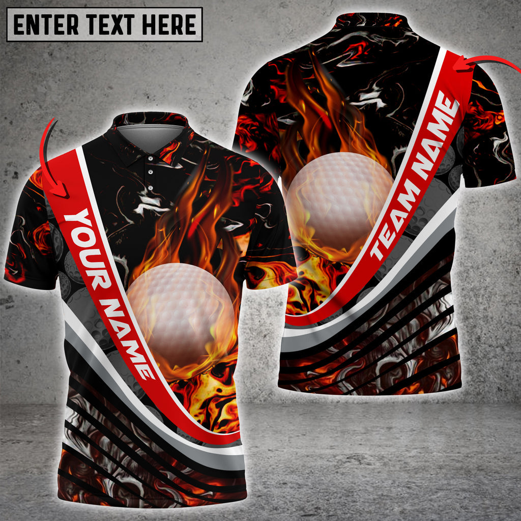 Frenzidea Golf Flaming Magma Multicolor Customized Name 3D Shirt (4 Colors)