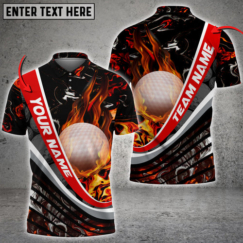 Frenzidea Golf Flaming Magma Multicolor Customized Name 3D Shirt (4 Colors)