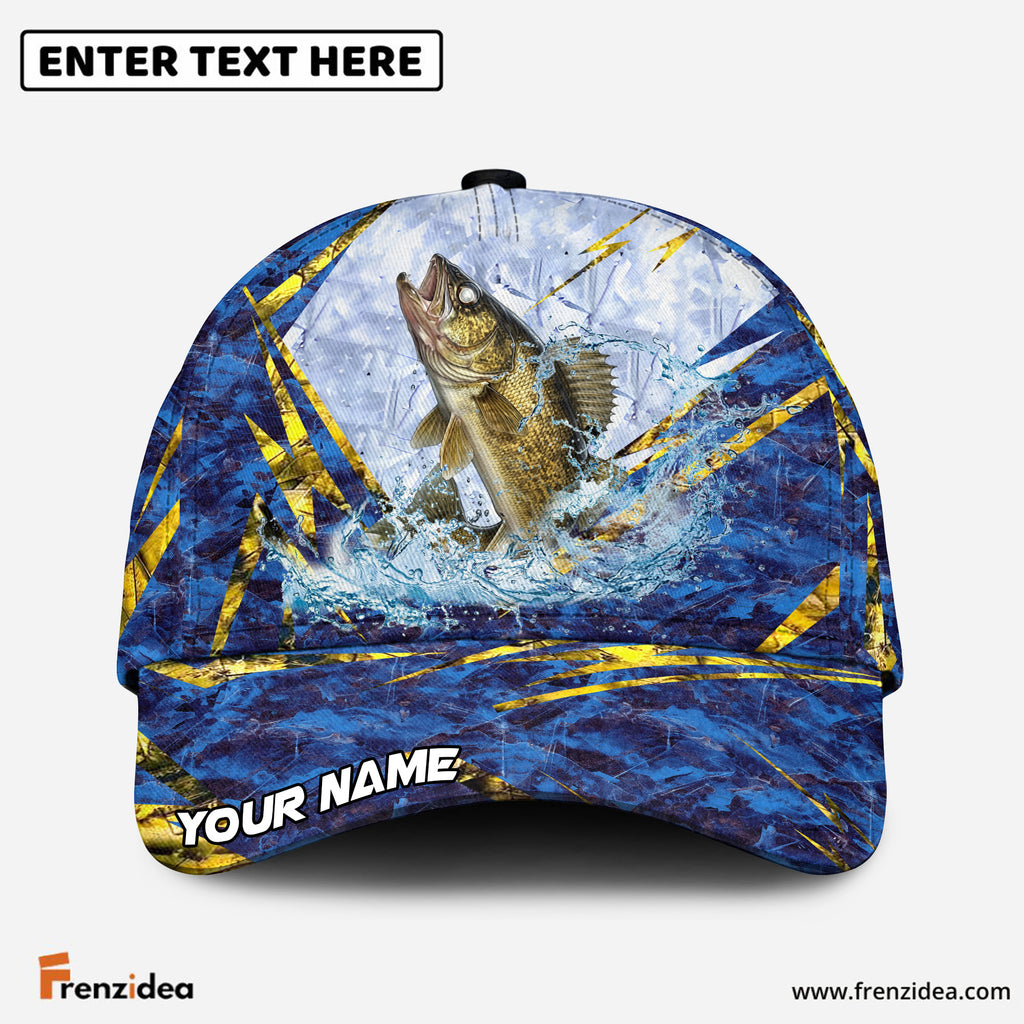 (12 Breeds) Frenzidea Frosty Blue Marble Fishing Customized Name 3D Cap