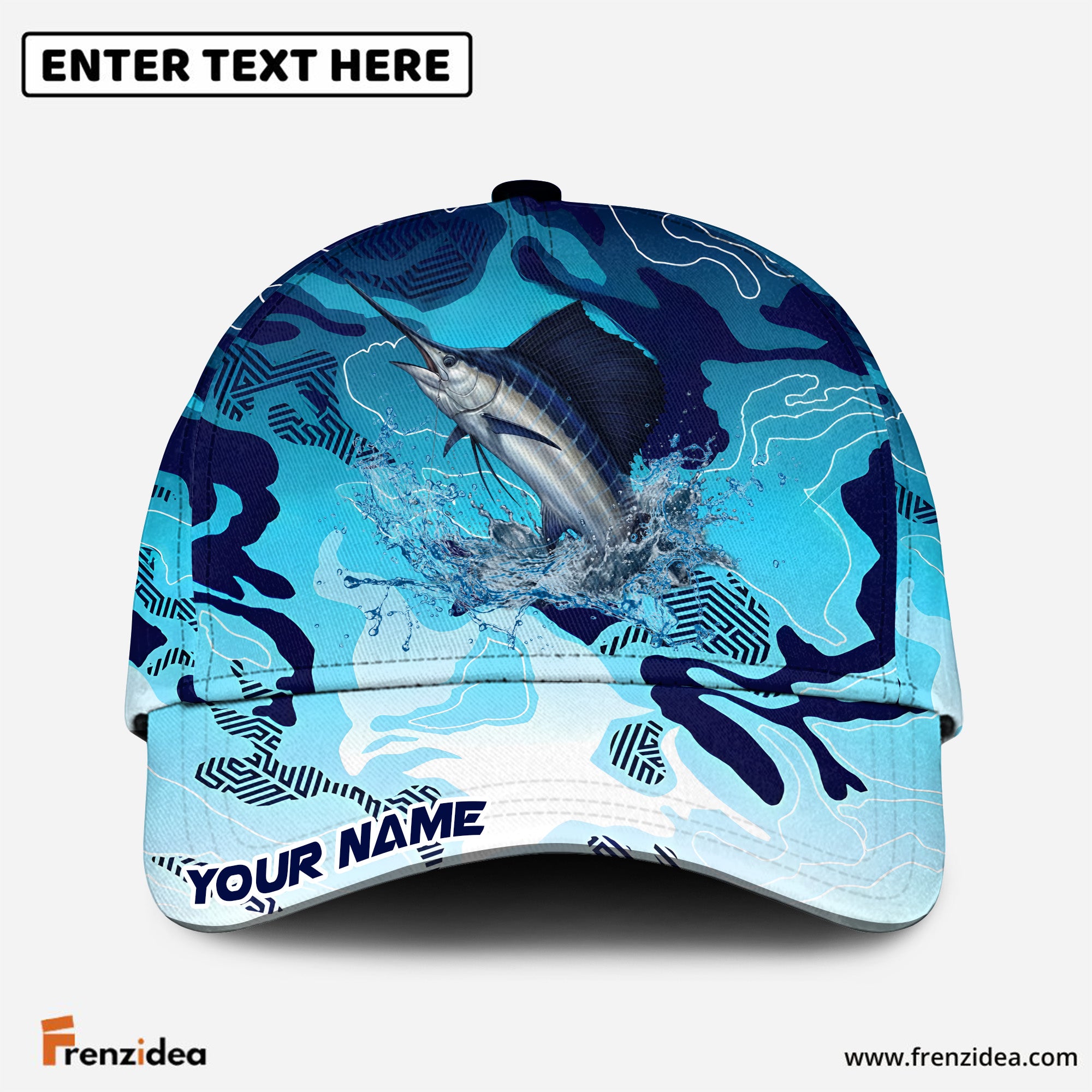 (12 Breeds) Frenzidea Fishing Deep Blue Predator Customized Name 3D Cap