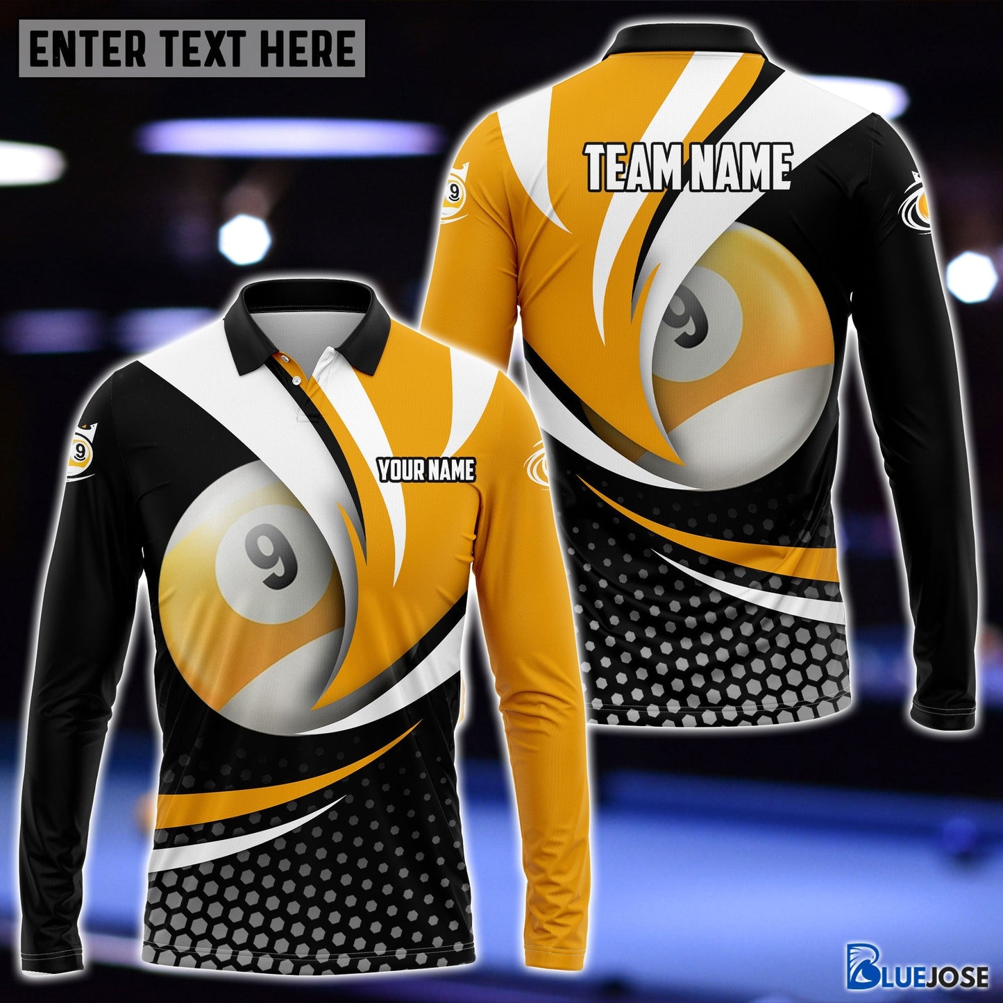 Frenzidea Personalized Name, Team Name Billiard Ball 9 Player 3D Shirt