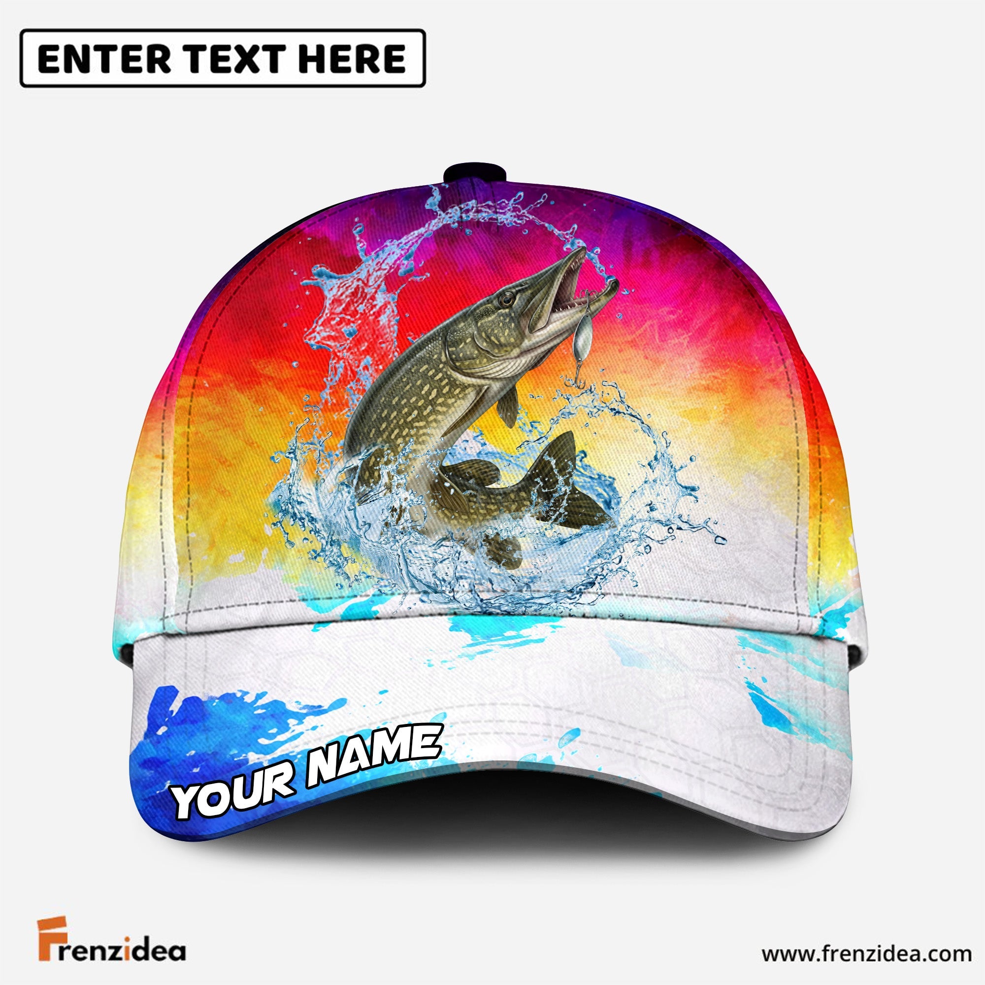 (12 Breeds) Frenzidea Vibrant Sunset Fishing Customized Name 3D Cap
