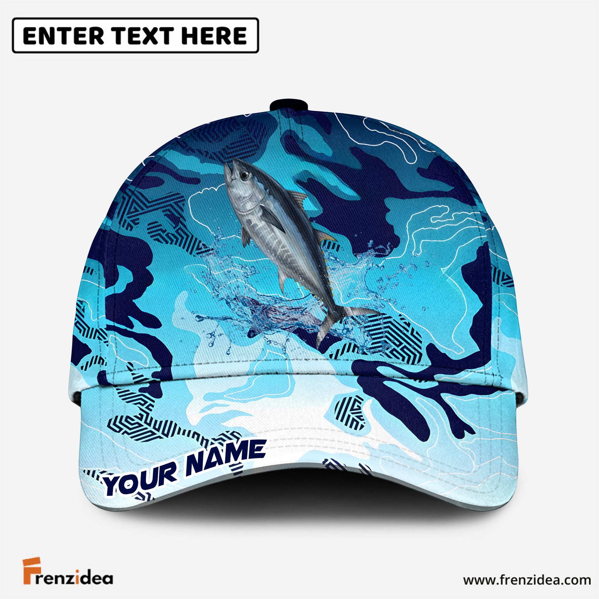 (12 Breeds) Frenzidea Fishing Deep Blue Predator Customized Name 3D Cap