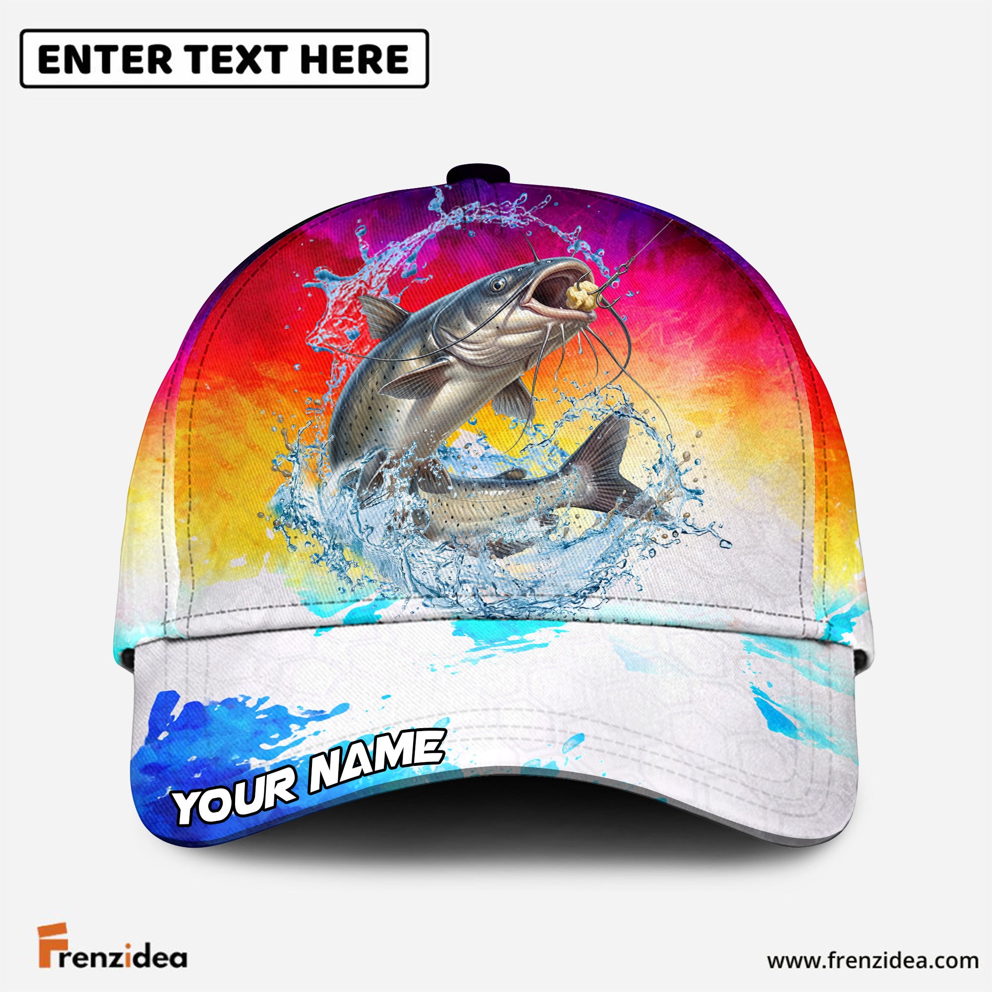 (12 Breeds) Frenzidea Vibrant Watercolor Sunset Fishing Customized Name 3D Cap
