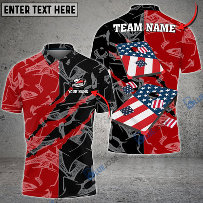 Frenzidea Cornhole American Half Grunge Personalized Name, Team Name Shirt