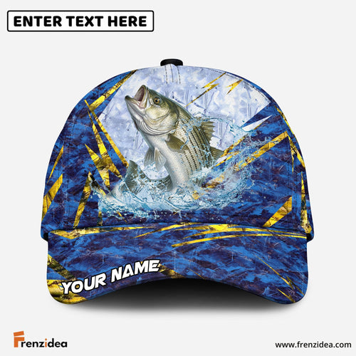 (12 Breeds) Frenzidea Blue Ice Marble Fishing Customized Name 3D Cap