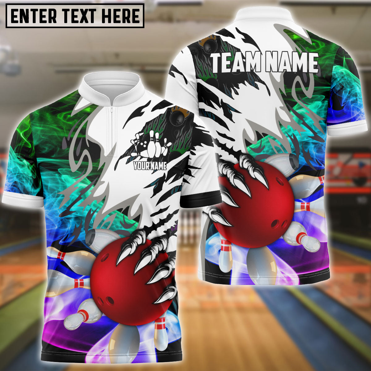 Frenzidea Bowling And Pins Smoking Claws Customized Name 3D Shirt ( 6 Colors)