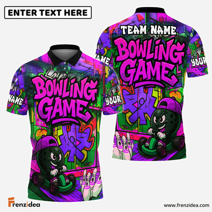 Frenzidea Bowling Street Lane Legends Pattern Customized Name 3D Shirt (4 Colors)