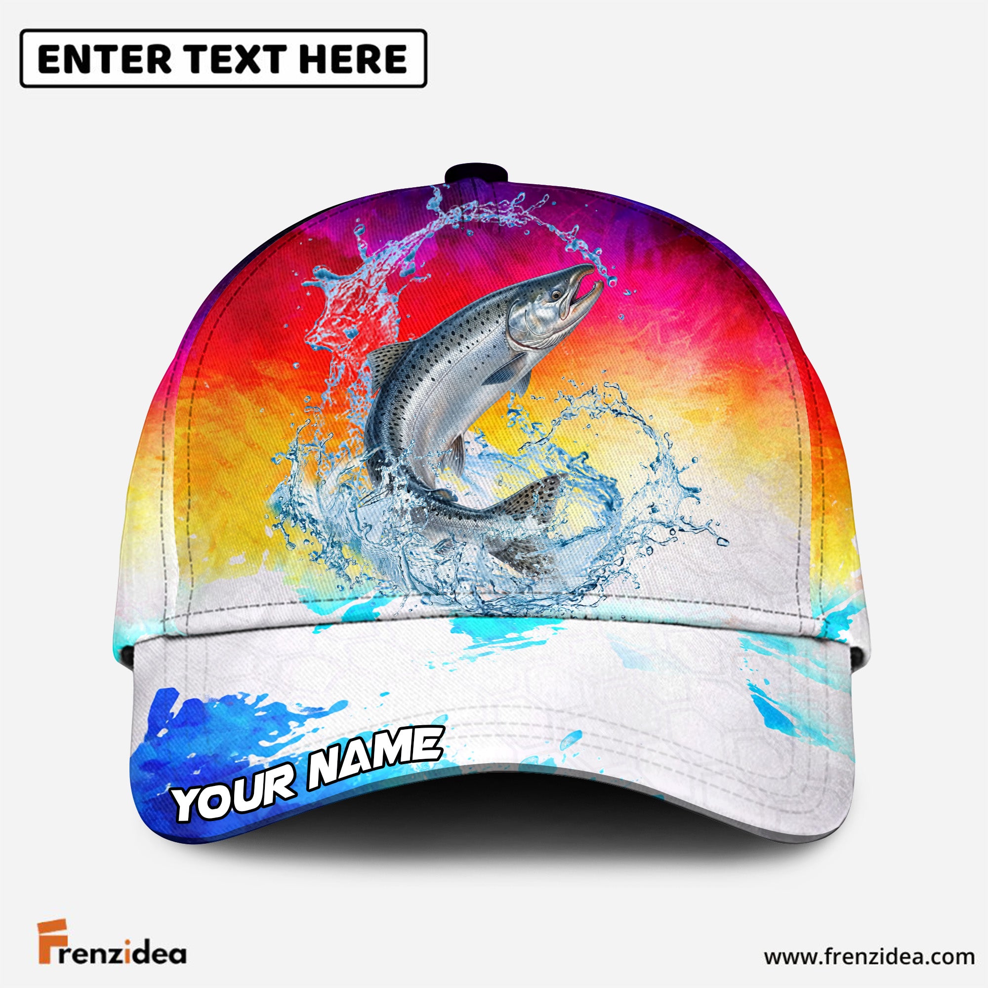 (12 Breeds) Frenzidea Vibrant Watercolor Sunset Fishing Customized Name 3D Cap