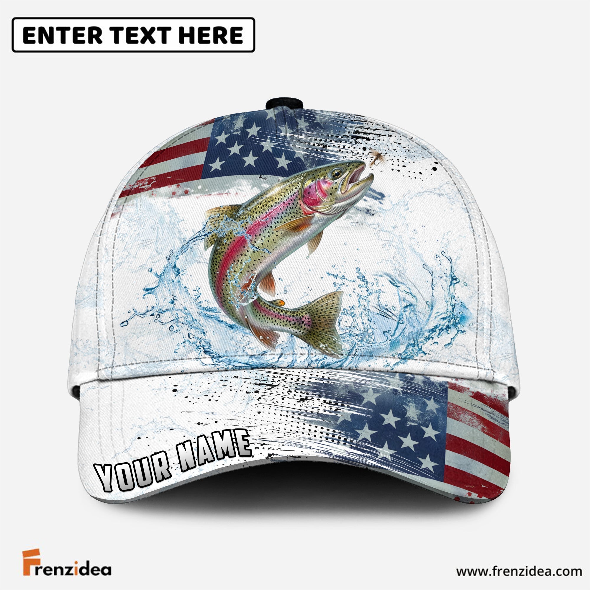 (12 Breeds) Frenzidea Patriot Fishing Hunter Customized Name 3D Cap