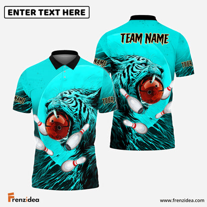 Frenzidea Tiger Bowling and Pins Personalized Name, Team Name 3D Shirt (4 Colors)