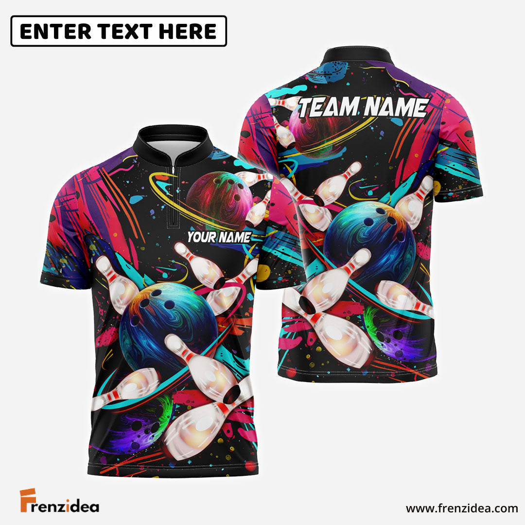 Frenzidea Bowling Galaxy Customized Name, Team Name 3D Shirt