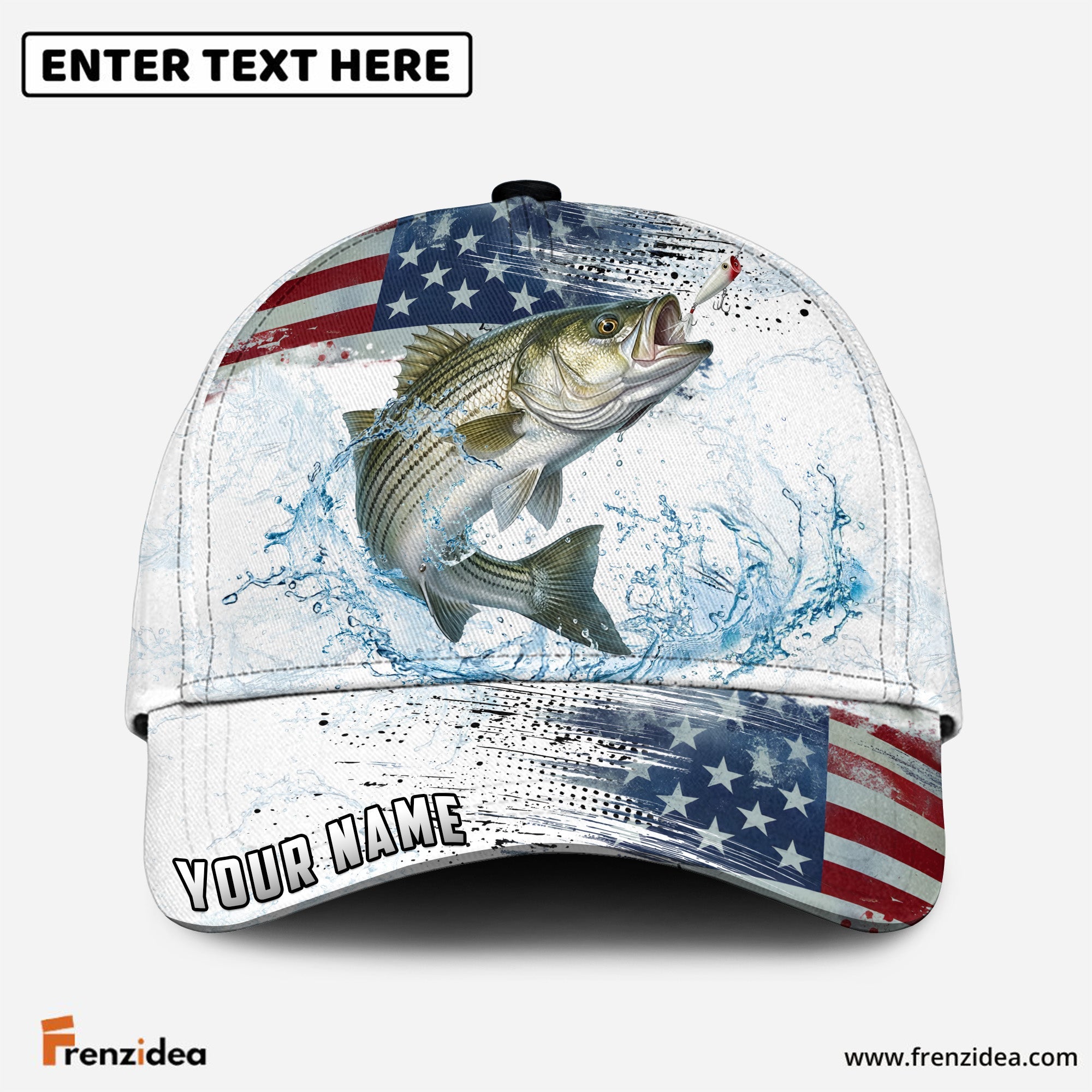 (12 Breeds) Frenzidea Patriot Fishing Hunter Customized Name 3D Cap