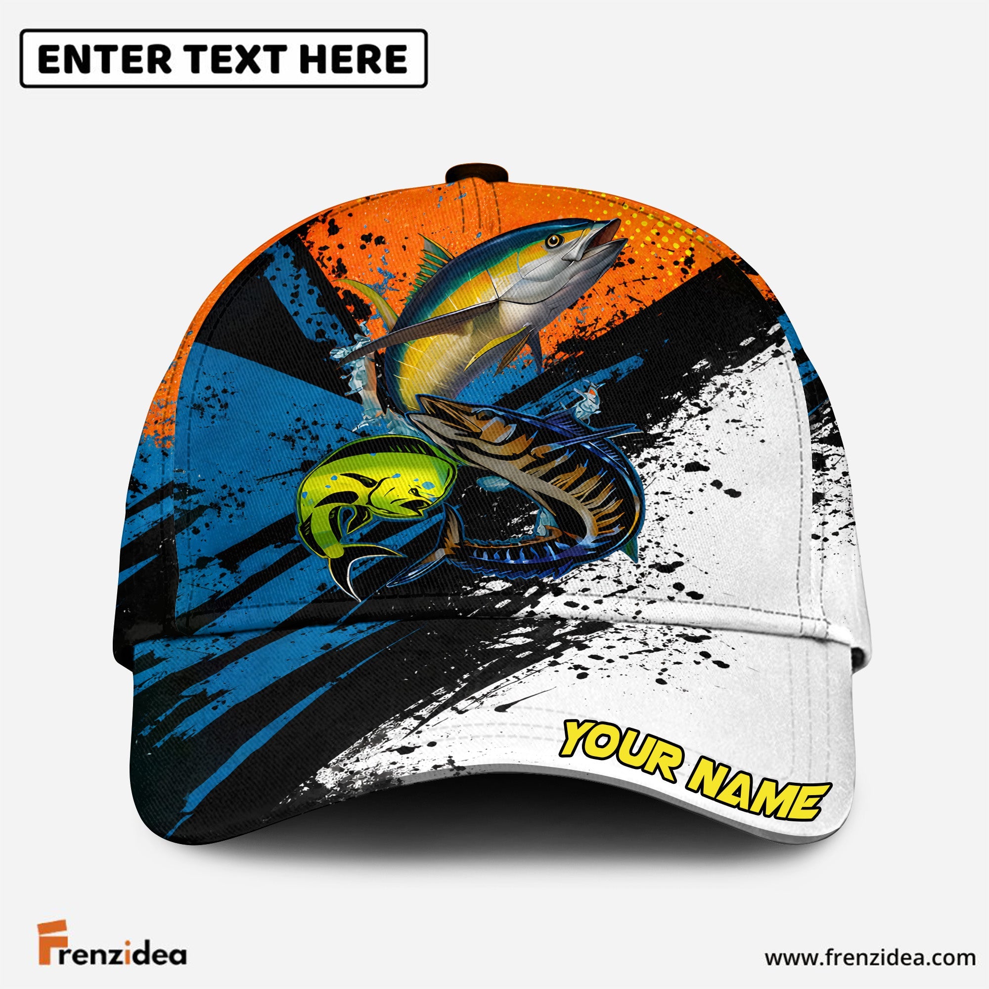 Frenzidea Sunset Wave Fishing Adventure Customized Name 3D Cap