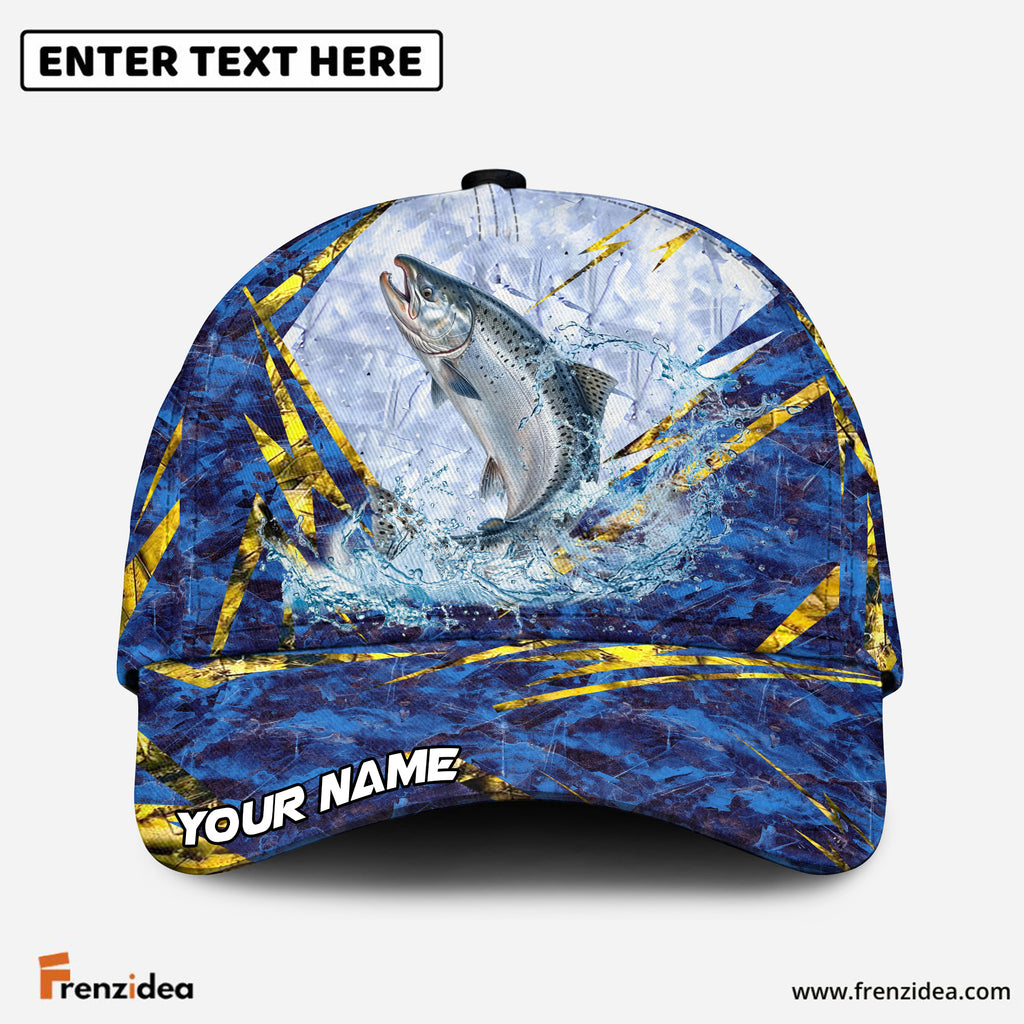 (12 Breeds) Frenzidea Frosty Blue Marble Fishing Customized Name 3D Cap