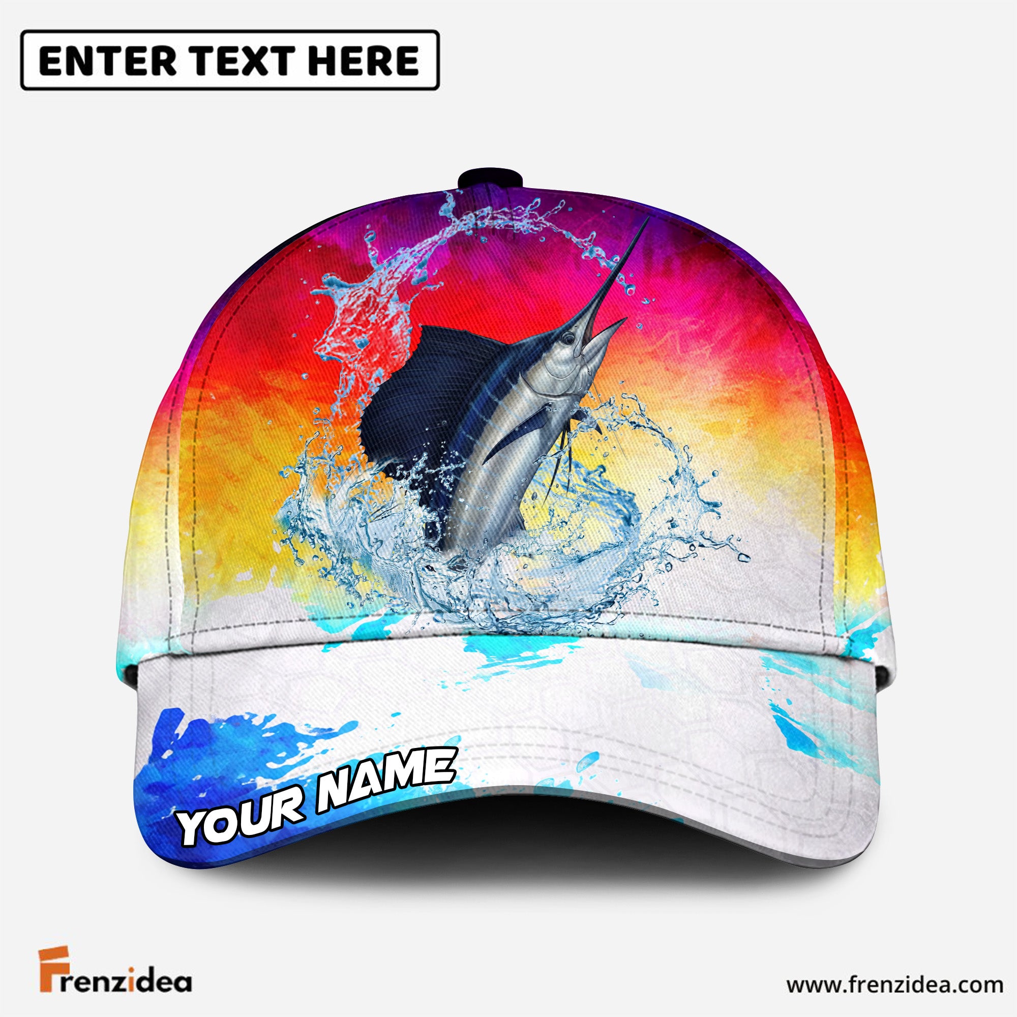 (12 Breeds) Frenzidea Vibrant Watercolor Sunset Fishing Customized Name 3D Cap