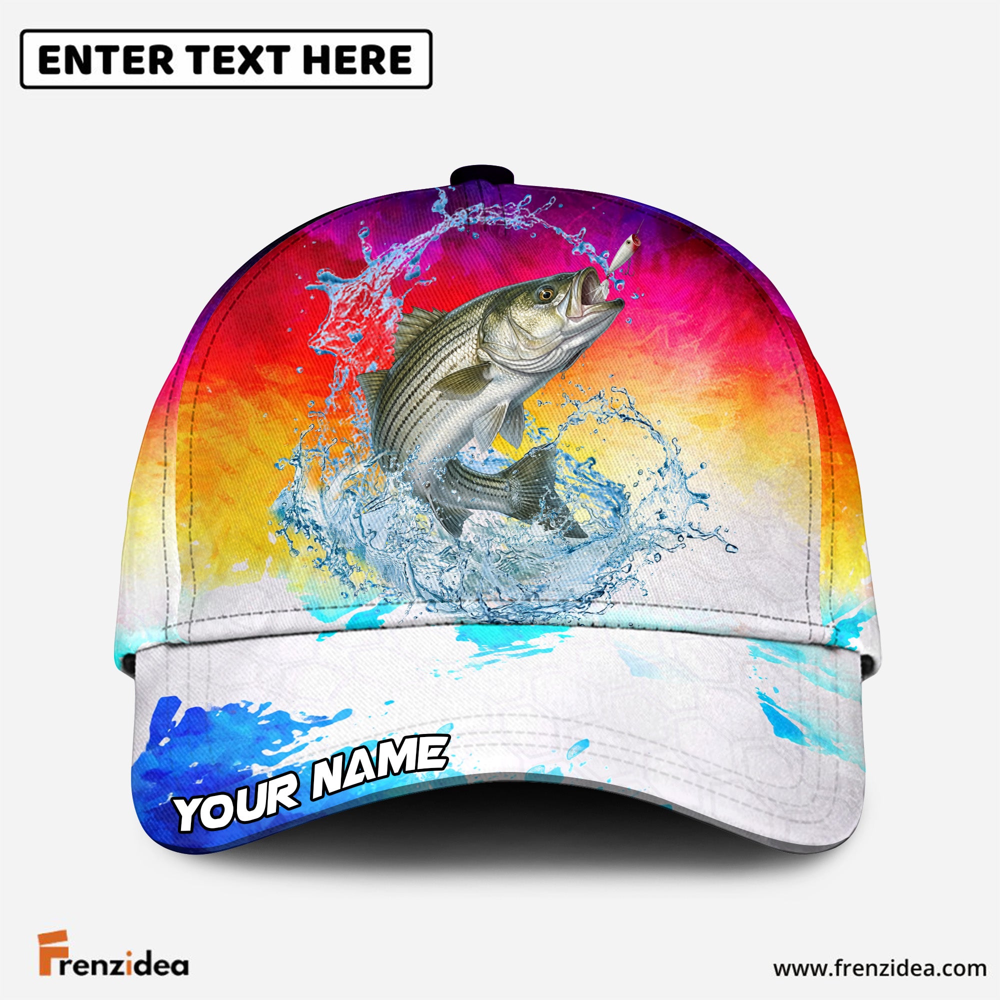 (12 Breeds) Frenzidea Vibrant Watercolor Sunset Fishing Customized Name 3D Cap