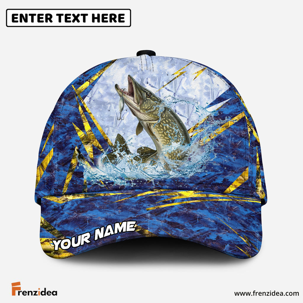 (12 Breeds) Frenzidea Frosty Blue Marble Fishing Customized Name 3D Cap