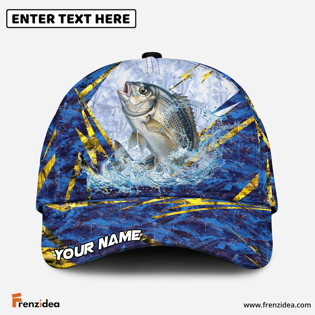 (12 Breeds) Frenzidea Frosty Blue Marble Fishing Customized Name 3D Cap