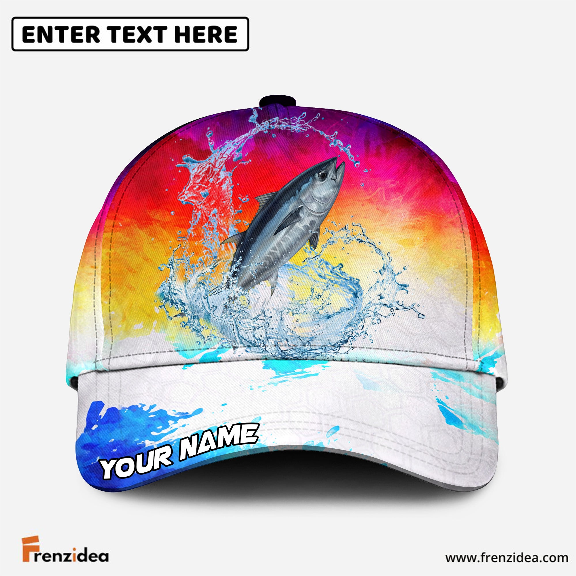 (12 Breeds) Frenzidea Vibrant Watercolor Sunset Fishing Customized Name 3D Cap