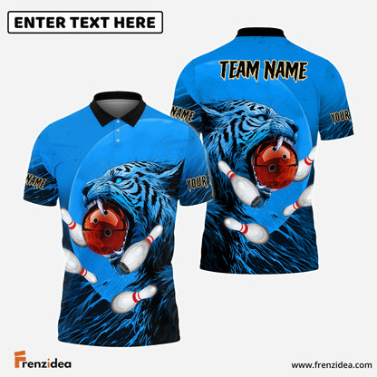 Frenzidea Tiger Bowling and Pins Personalized Name, Team Name 3D Shirt (4 Colors)