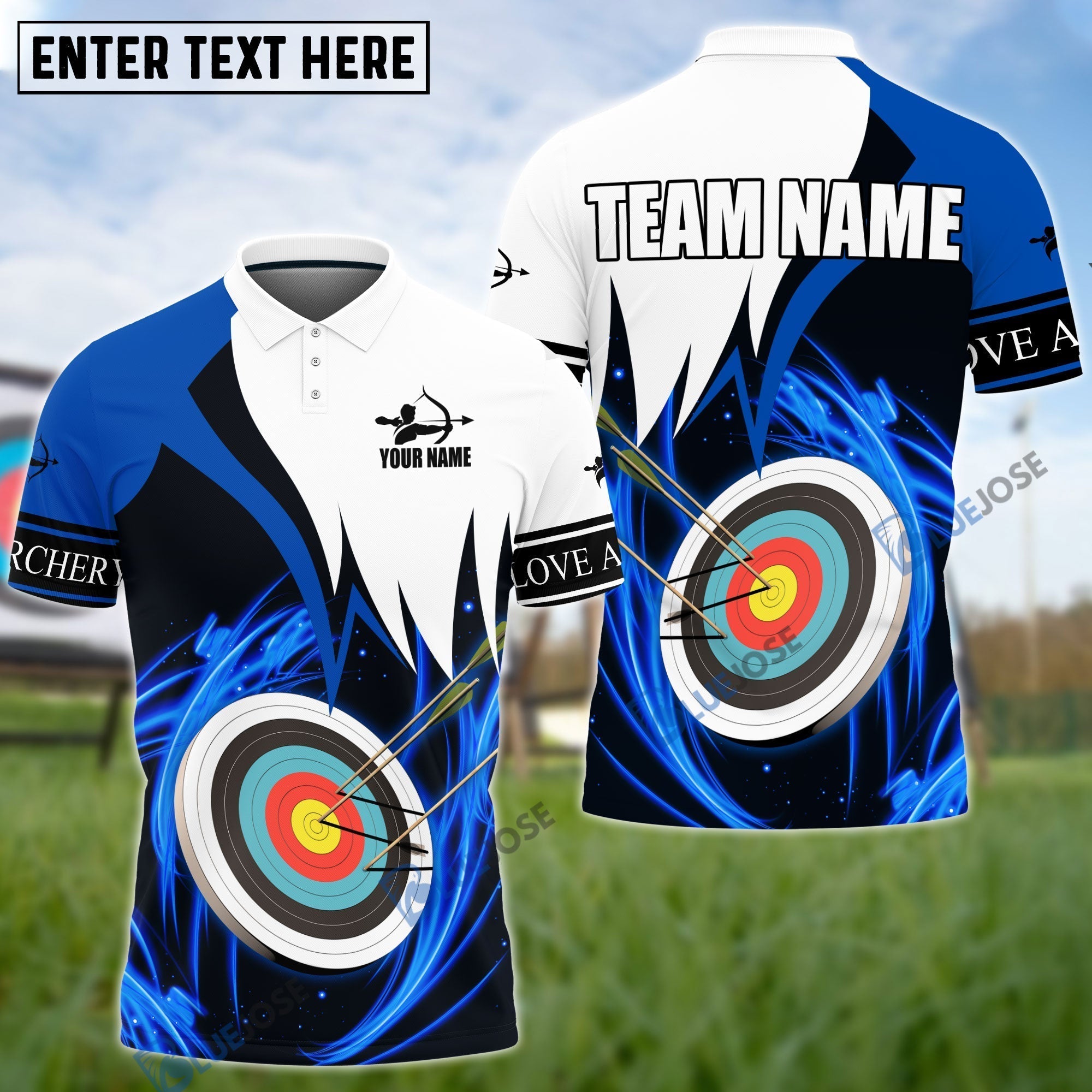 Frenzidea Archery Red & White Personalized Name, Team Name Unisex Shirt (4 Colors)